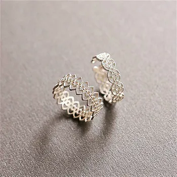 

925 Sterling Silver Rings For Women Version Hollow Lace Femme Sweet Fashion Fine Jewelry Open Ring High Quality 925-1045
