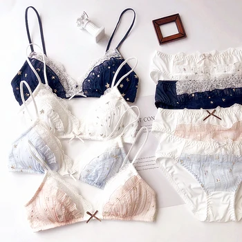 

2020 Small Cotton Cup with Thin Comfortable Underwear Sets for Young Girls Sexy New Star Women Lingerie Suits