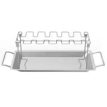 

Roasted Chicken Rack Holder Stainless Steel Grilled Chicken Leg Rack With Chassis Tray Grilled Rack Folding Chicken Leg Rack