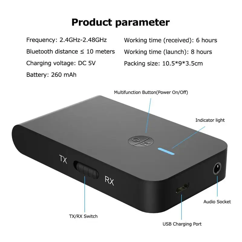 2 in 1 High Speed Wireless Bluetooth 5 0 Transmitter Receiver APTX Audio Adapter 3 5MM Aux Jack For Car TV Computer Headphone