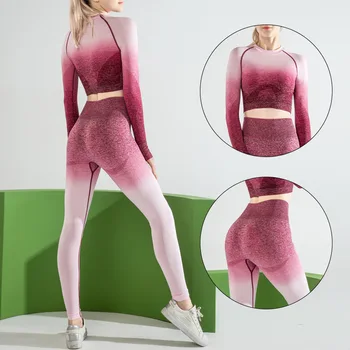 

Fashion yoga set sports wear for women gym 2 piece set women High Waist Gym Leggings Push Up Sports Bra workout set sport suit