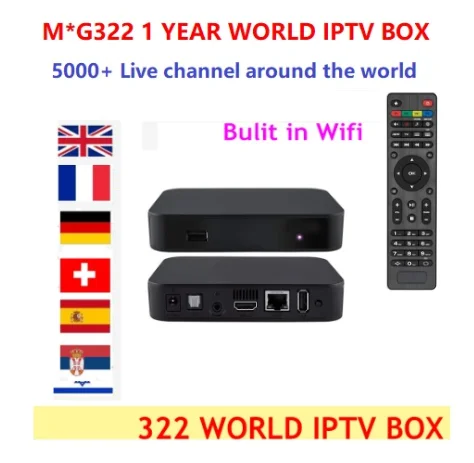 Новое поступление MG 322 W1 IPTV коробка встроенный wifi мощный Linux3.3 открытый GLES2.0, H.265 HEVC MA 322 телеприставка Mg коробка мировое IPTV