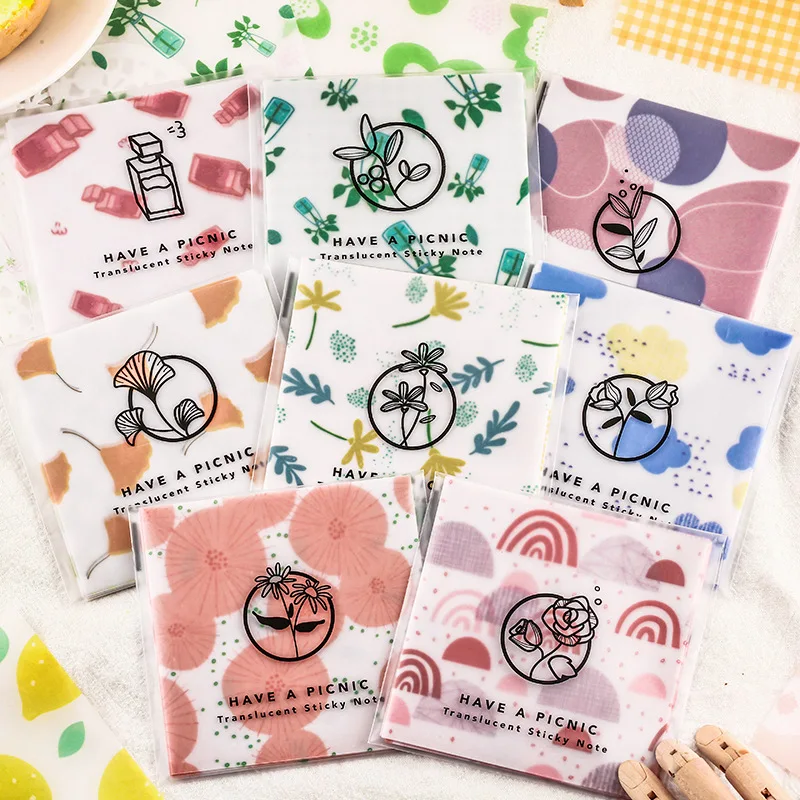 

Retro Cute Plants Garland Animals Retro Sulfuric Acid Paper Memo Pad Sticky Notes Translucent Bookmark Notepad Label