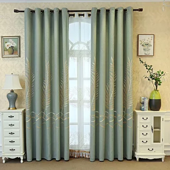 

Hot Selling Curtains Cotton and Linen Jacquard Curtains New Linen Curtains Single Flower Banana Leaves Living Room Curtains