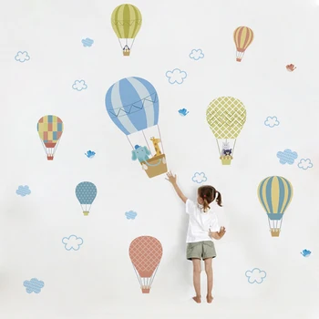 

Cartoon Baby Bedroom Room Ornament Wall Sticker Hot Air Balloon Pattern Smooth, Flat, Dry, Dust-free Area, Can Decorate