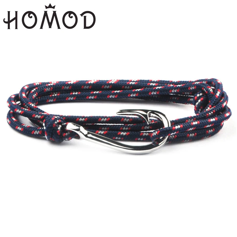 

HOMOD Multilayer Rope fish hook Bracelet pulseras hombre hope Nautical Anchor Sailor Anchor Bracelets men fiendship gifts