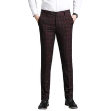 Клетчатые брюки мужские костюмные брюки обтягивающие классические деловые повседневные мужские мягкие брюки модные прямые брюки большого размера 29-36 38