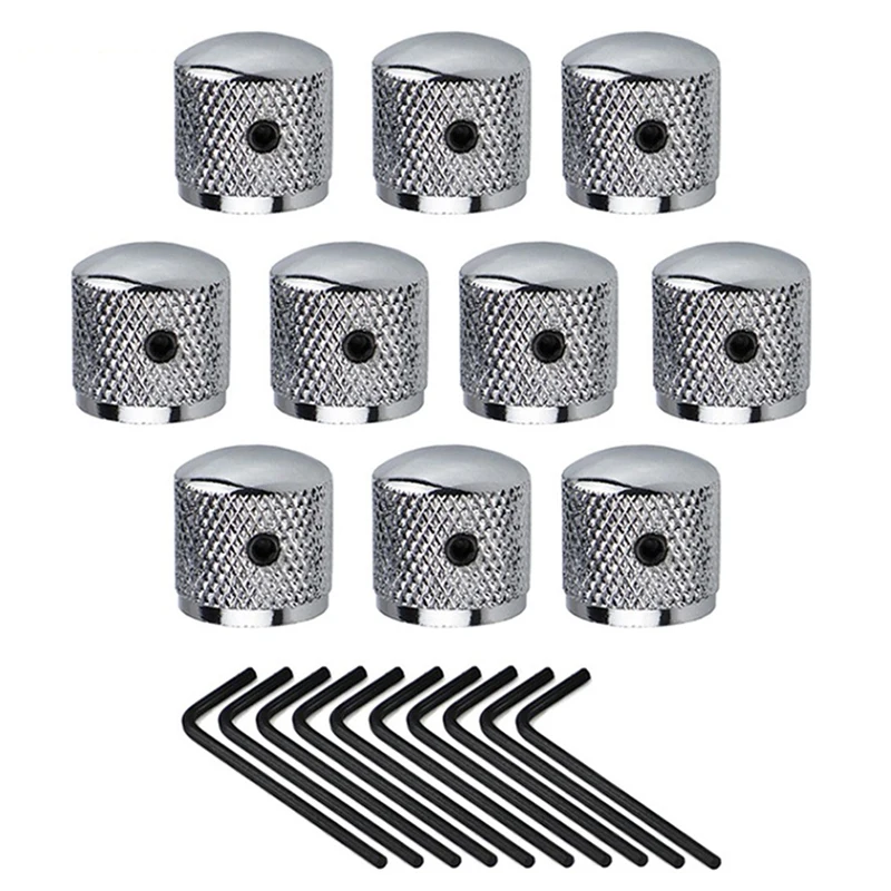 10Pcs Metal Dome Guitar Speed Control Knob Tone Volume Knob Buttons with Wrench for Electric Guitar Parts