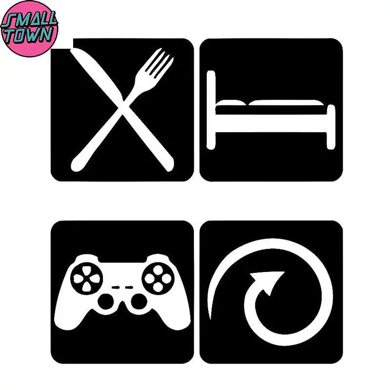 

Small Town 12.1cm*13.5cm Gaming Video Game Vinyl Car Sticker Motorcycle Black/Silver S3-5874