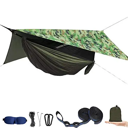 

Outdoor Mosquito Net Hammock Tent With Waterproof Canopy Awning Set Quick Open Hammock Portable Pop-Up