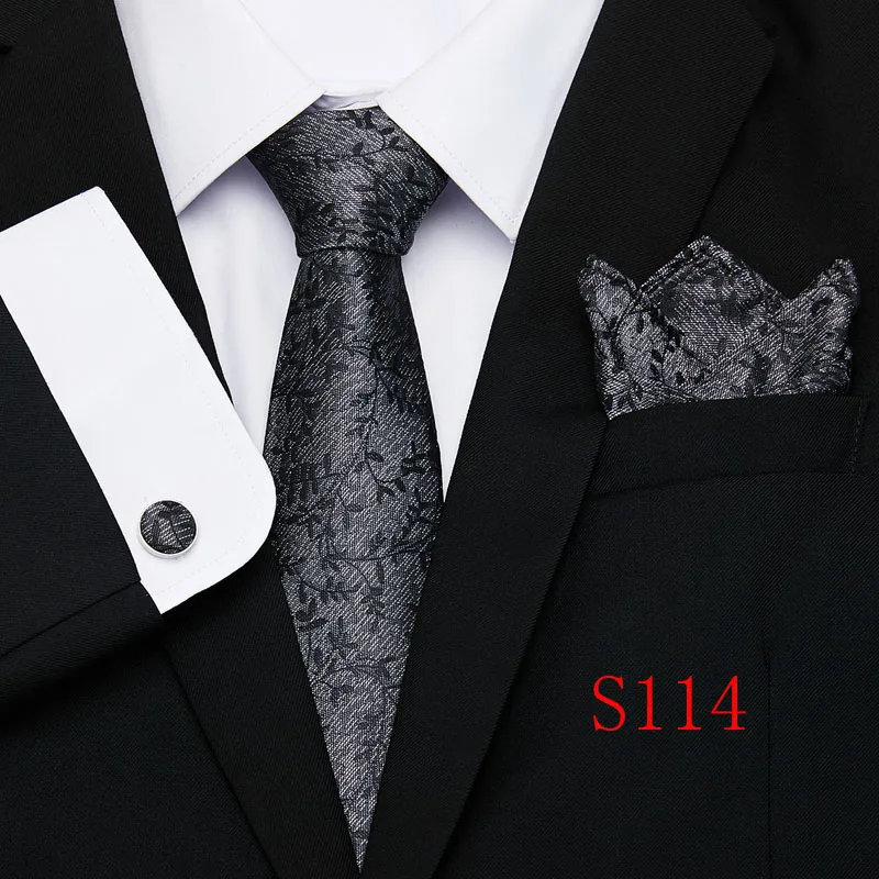 Модный классический однотонный Коричневый мужской галстук карман Квадратные Запонки Набор черный синий зеленый шелковый галстук костюм свадебный бизнес