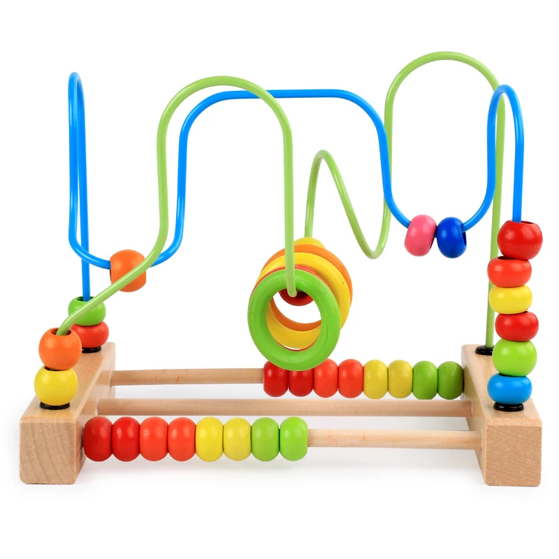 Children's wooden early education toy circle beginner baby beaded maze puzzle cognitive toy Christmas gift