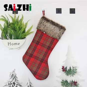 

Saizhi Decor Christmas Gift Bags Stocking Socks Xmas Tree Hanging Pendant Toy Doll gifts apple candy bag