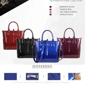 

Glossy Leather Tote Classic Solid Color Shoulder Bag Set Fashion Luxury Handbags High Quality Business Women Tote #15