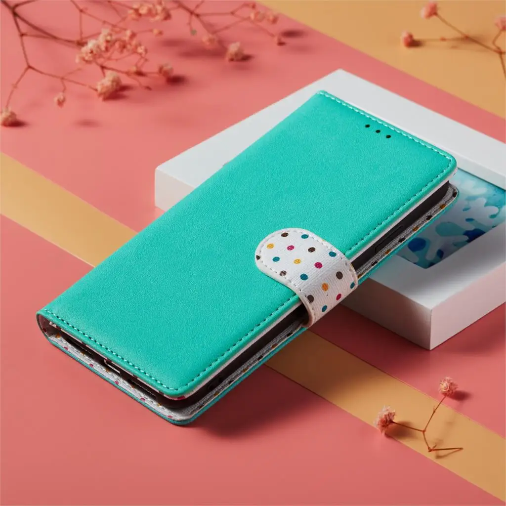 

Fashion Colorful Wave Point Leather Wallet Case For Apple iphone XS Max Case A2101 A2104 With Lanyard Neck Straps Flip Cover
