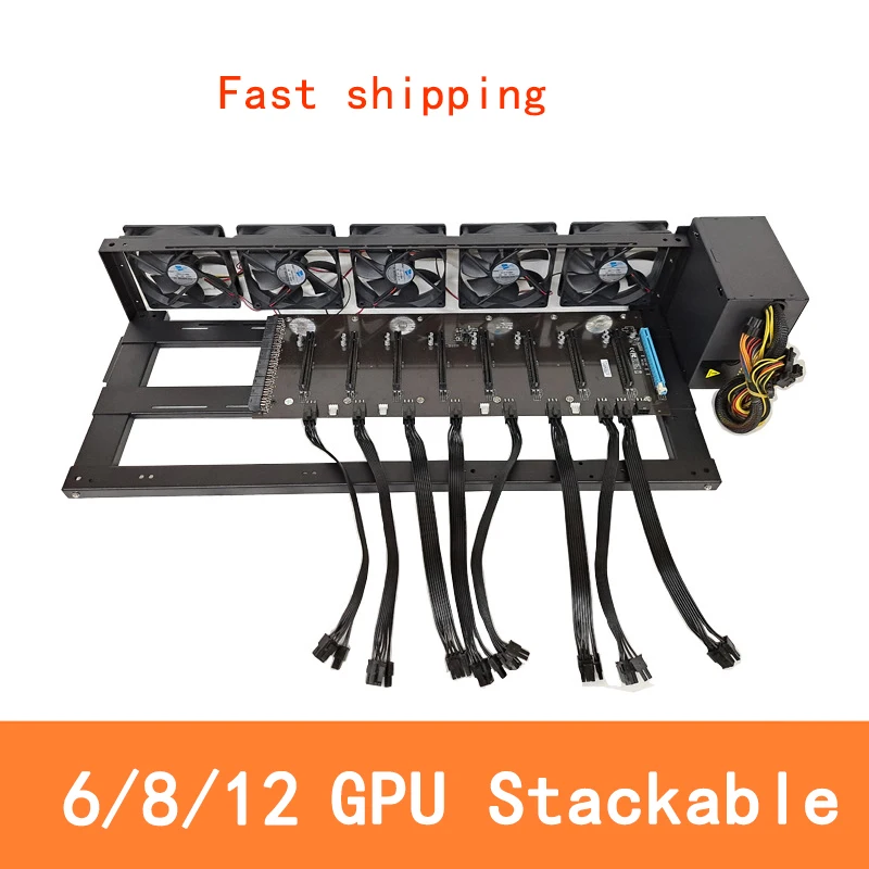

Stackable Open Air Miner Case 6/8/12 GPU Mining Rig Frame for Crypto Coin Rack Frame Case Stackable