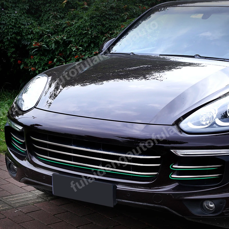 7 шт. для Porsche Cayenne- передняя решетка из нержавеющей стали гриль декоративная отделка автомобиля аксессуары для укладки