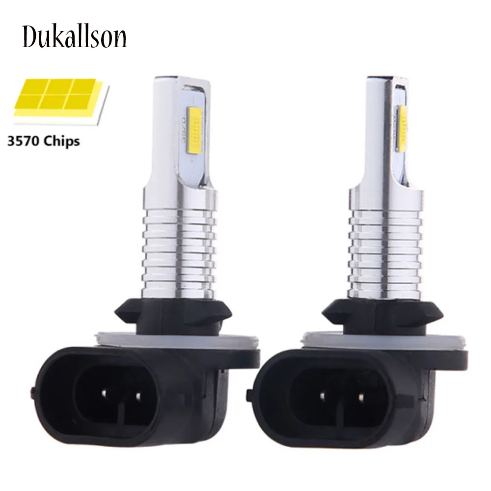 

2Pcs H27 880 881 Led Bulb H27W2 12000LM 6500K White Car Fog Light Front Head Driving Running Lamp Auto 12V H27W/2 H27W