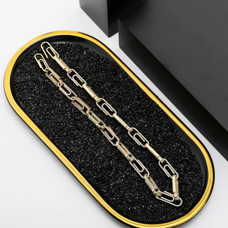 TOPGRILLZ 10 мм новая мода зажим для бумаги Iced Out кубический циркон ожерелье золото серебро кубинские звенья хип хоп ювелирные изделия для мужчин и женщин