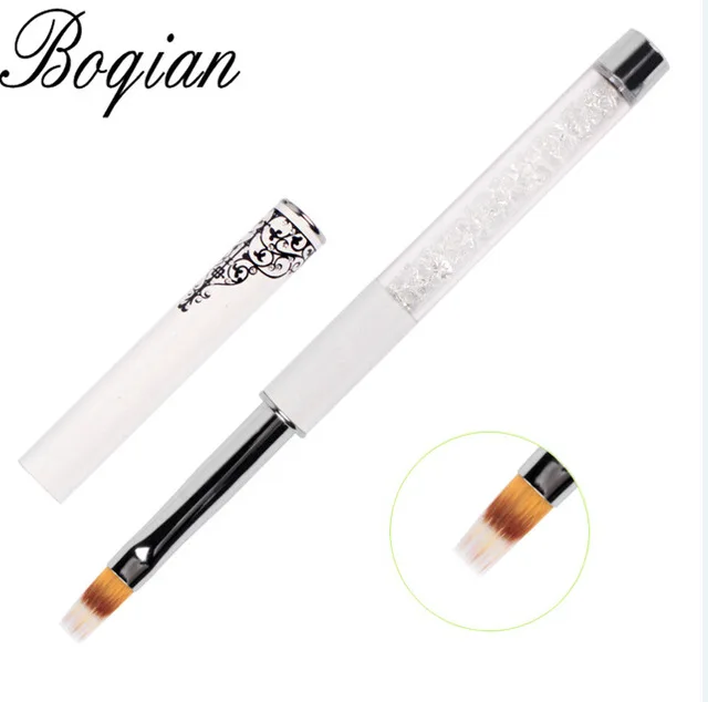 white BQAN 1 шт. Кисть для ногтей с эффектом омбре кисть для рисования ногтей УФ-Гель-лак градиентный цвет стразы кристалл акриловая ручка для рисования ногтей - Цвет: white