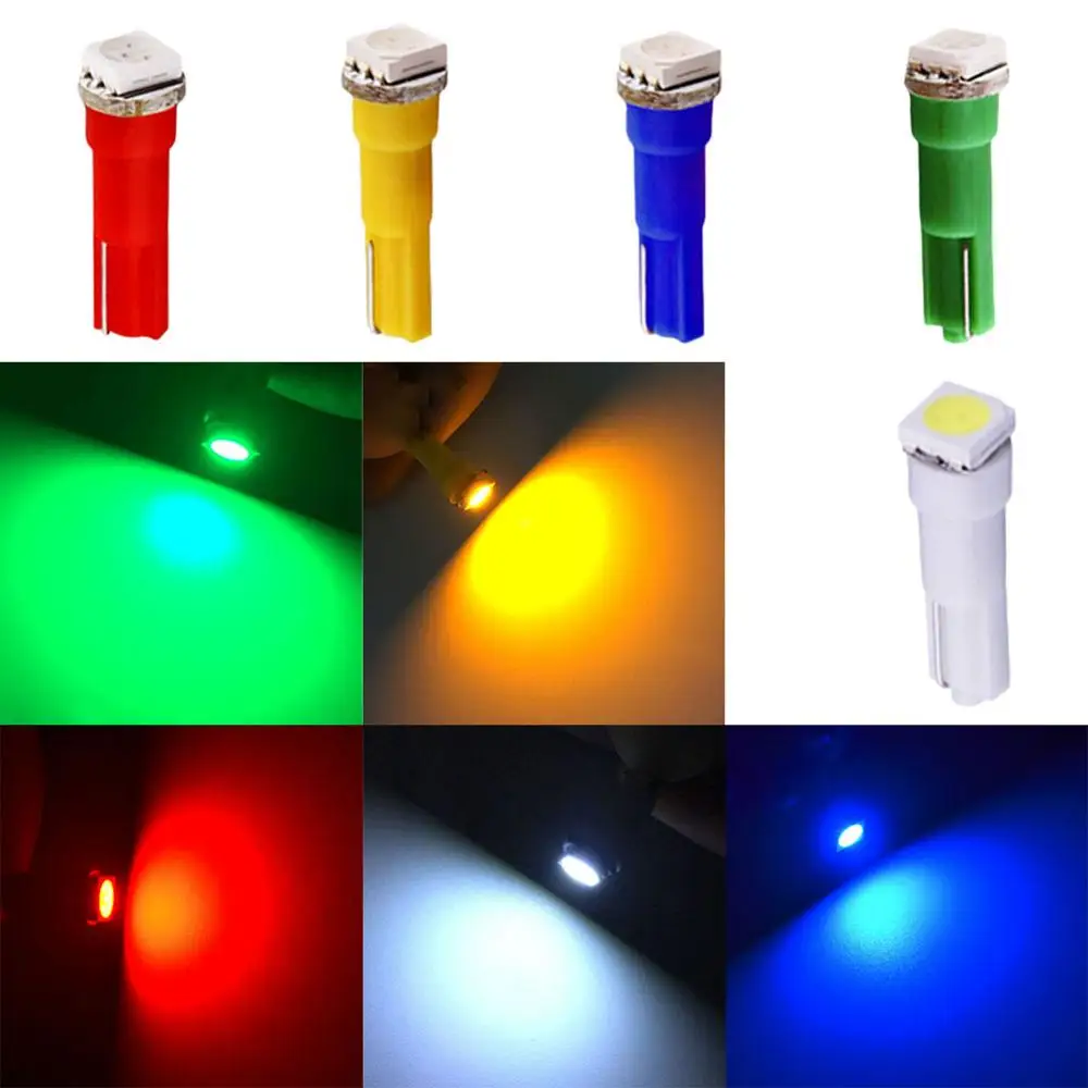 

Hot Selling 10Pcs T5 5050 SMD LED Car Board Instrument Panel Lamp Auto Dashboard Warming Indicator Wedge Light Bulb DC12V