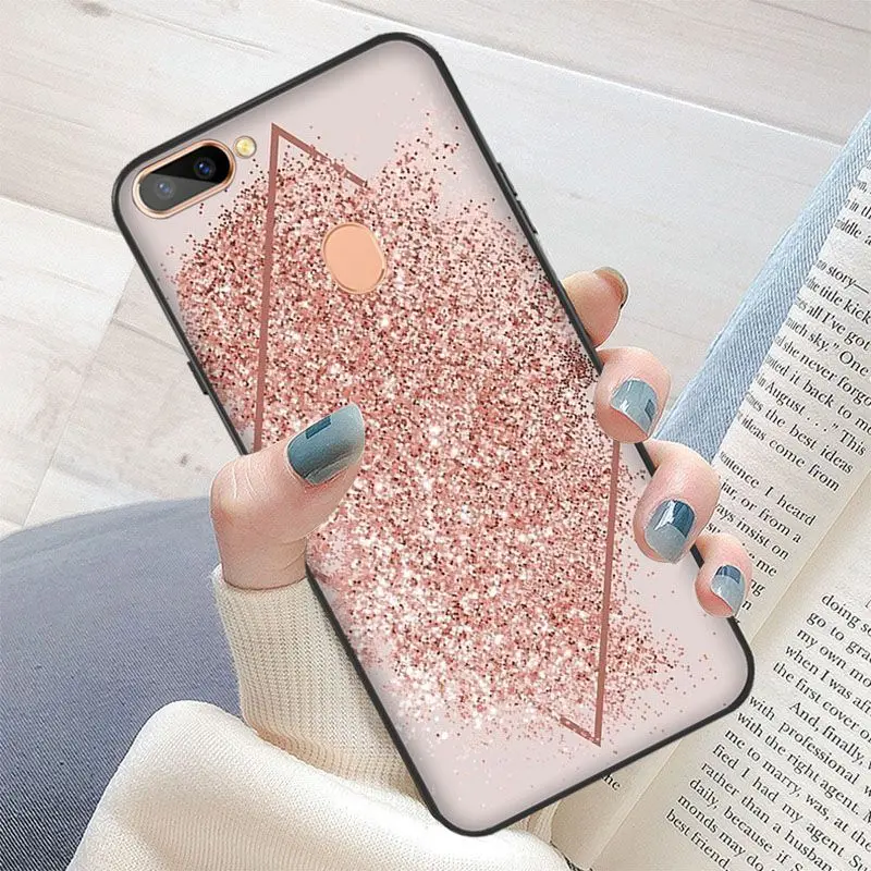 Gold Pink rose Glitter print