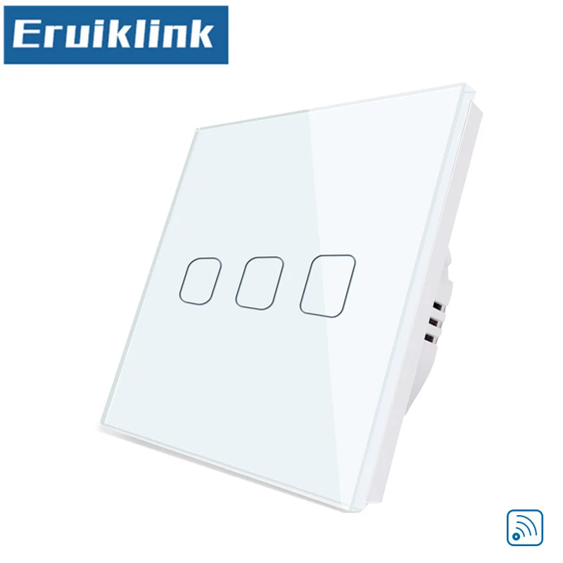 White Switch Only ЕС/Великобритания Стандартный настенный сенсорный выключатель, 1/2/3 местный 1 позиционный Стекло Панель Беспроводной дистанционного Управление умный светильник переключатель - Цвет: White Switch Only