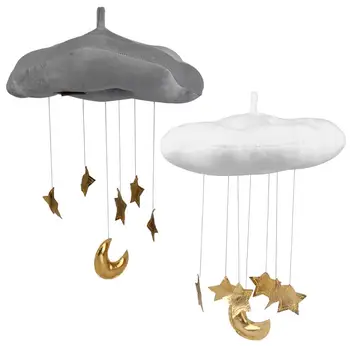

2pcs Baby Bed Hanging Toys Moon Cloud Design Pendant Exquisite Cotton Ornaments Photo Backdrops Baby Toddler Toys For Crib