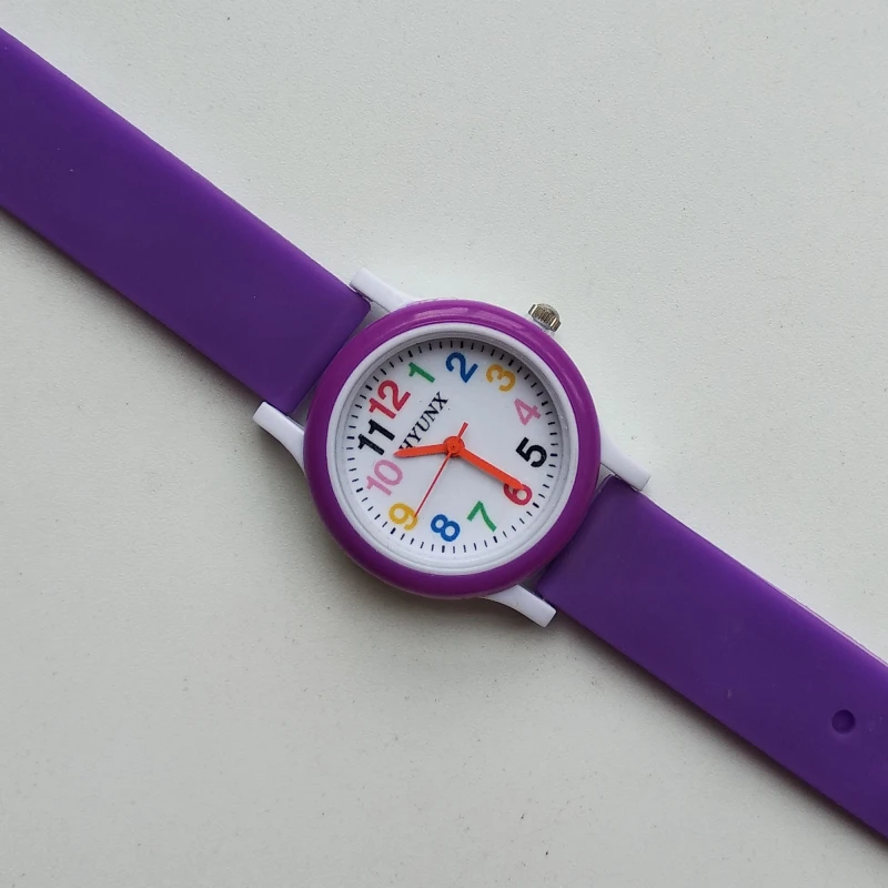 Прямая поставка, Новое поступление, кварцевые детские часы, силиконовый ремешок, часы для мальчиков и девочек, Детский Рождественский подарок, цифровые электронные часы - Цвет: Фиолетовый