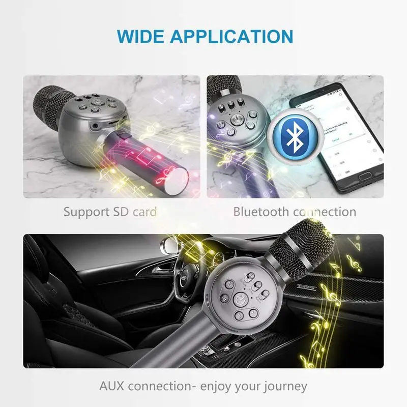 Беспроводной микрофон для караоке, профессиональный портативный Bluetooth ручной микрофон для домашней вечеринки, дня рождения, динамик для пения