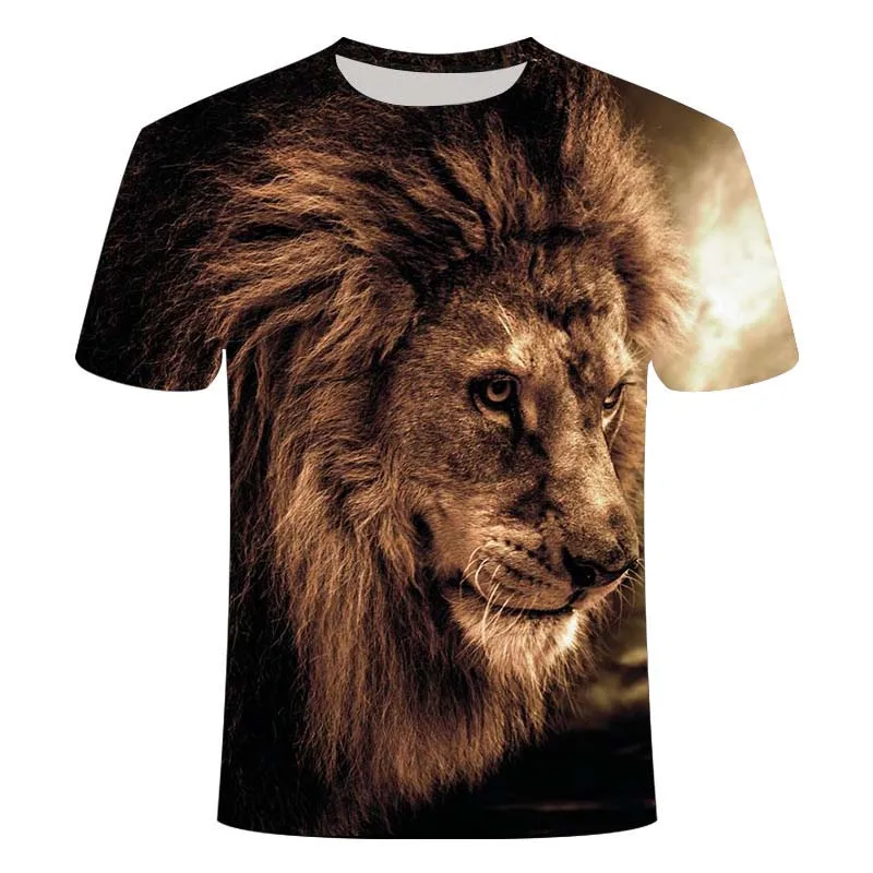 

2020 men's T-shirt leisure 3D lion print clothes tiger short sleeve breathable top T-shirt fitness T-shirt leisure animal t-shir