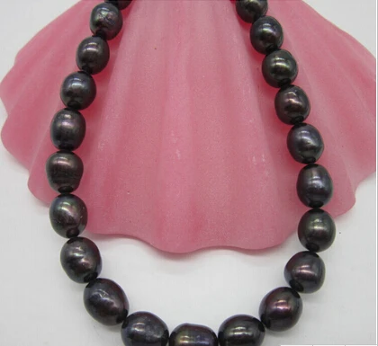 812 18 ''11-13 мм Южное море подлинное черное барокко жемчужное ожерелье