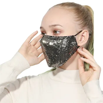 

New Reusable PM2.5 Dust Mask Women Sequins Mouth Mask Washable Elastic Earloop Mouth-mask Protection Mask