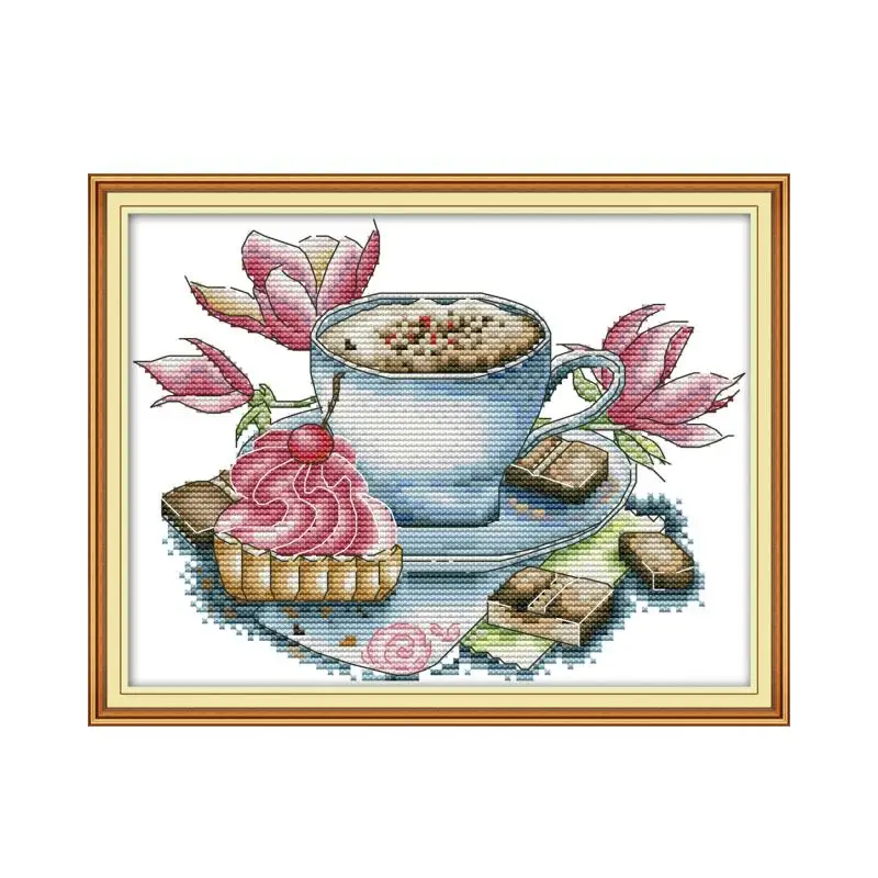 Teacups On Shelves Chart Counted Cross Stitch Patterns Needlework DIY DMC