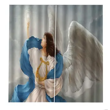 

High quality custom 3d curtain fabric Sky angel Digital Photo Printing Blackout 3D Curtains for Living Room Bedding Room Hotel