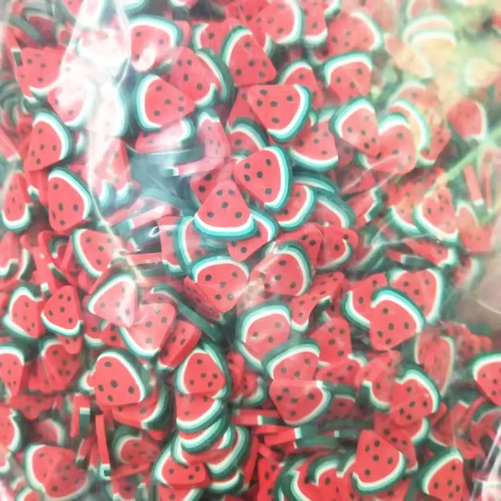 Watermelon 20 г/лот, 1 см, фрукты, полимерная глина, разбрызгивает пластик Klei, частицы грязи, арбуз, клубника, питая, лимон, виноград, яблоко, киви - Цвет: Watermelon