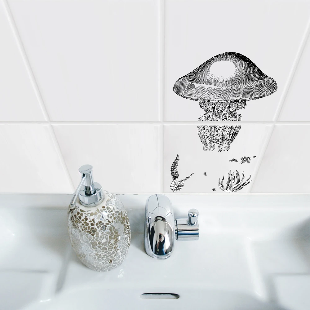 Funlife CUSTOM Transparent 10/15/20/25/30cm Lobster Waterproof DIY Tile Sticker Wall Sticker for Bathroom Kitchen pack of 12