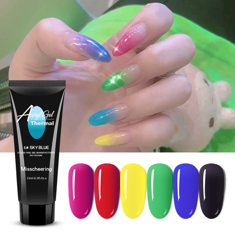  15ml Thermal Poly Gel Extension Nail Polish Temperature Color Changing Extend Tips Acrylic Gel Buil