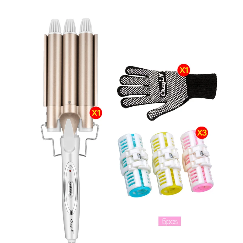 

3 Barrel Hair Curler Waver 22MM Tourmaline Ceramic Triple Barrel Hair Curling Iron Wand Roller Professional Hair Styling Tools35