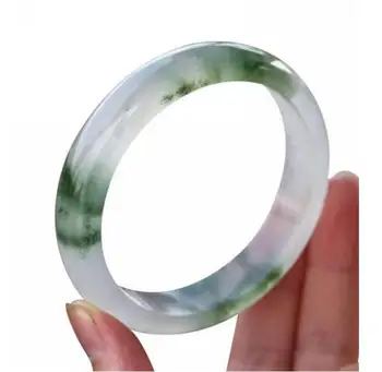 

Natural authentic color girl ice light green floating flower jade bracelet (Certificate delivery)