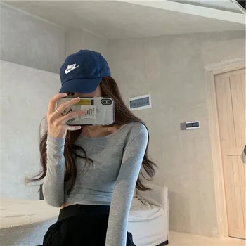 

YZY Solid Color Base-Crew Neck Versatile T-shirt Women's Spring and Summer New Style Sexy