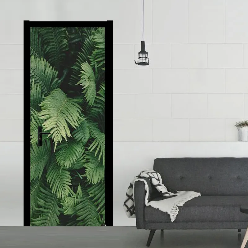 Custom-Photo-Wallpaper-Modern-Green-Forest-Plant-Door-Sticker-Living-Room-Study-Bedroom-PVC-Self-Adhesive