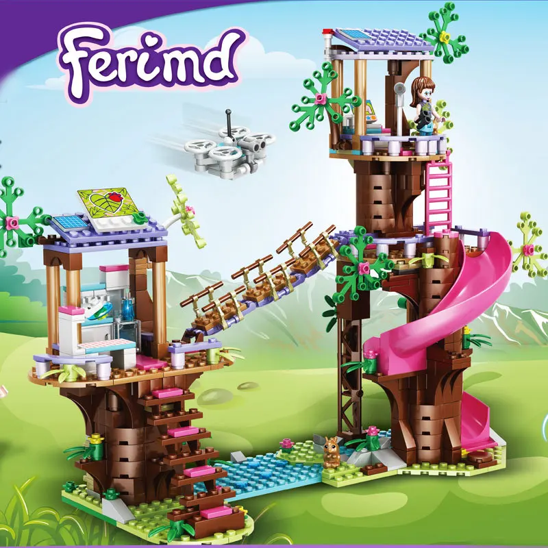 New Friends Jungle Rescue Building Blocks Base Slide Amusement Park Bricks Toys with Action Figures Model Girl Christmas Gifts | Игрушки и