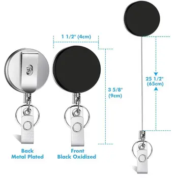 

4 Pieces Retractable Badge Holder ID Badge Holder Heavy Duty Badge Reel with Keychain Ring Clip for ID Key Card Badge