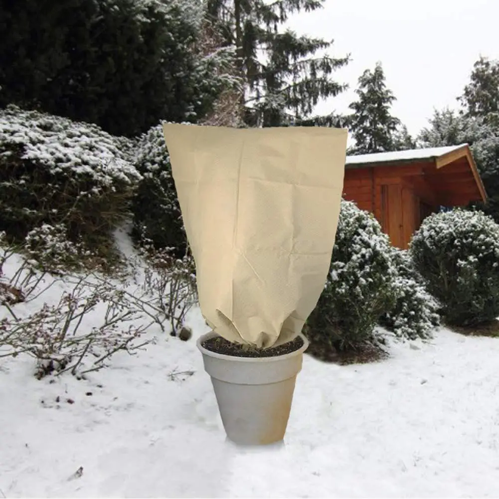 

Winter Drawstring Plant Sapling Freezing Cold Protection Cover Non-Woven Bag Snowproof Rainproof Palnts Cover Geaden Supplies