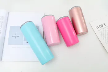 

50pcs 12oz/20oz Skinny Tumbler Double Wall Stainless Steel Straight Cups Vacuum Insulated Coffee Beer Mug WB1392