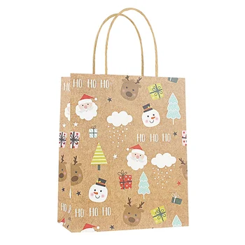 

12Pcs Merry Christmas Kraft Paper Bags Christmas Party New Year Holiday Decorations Paper Gift Wrapping Bags Dropship