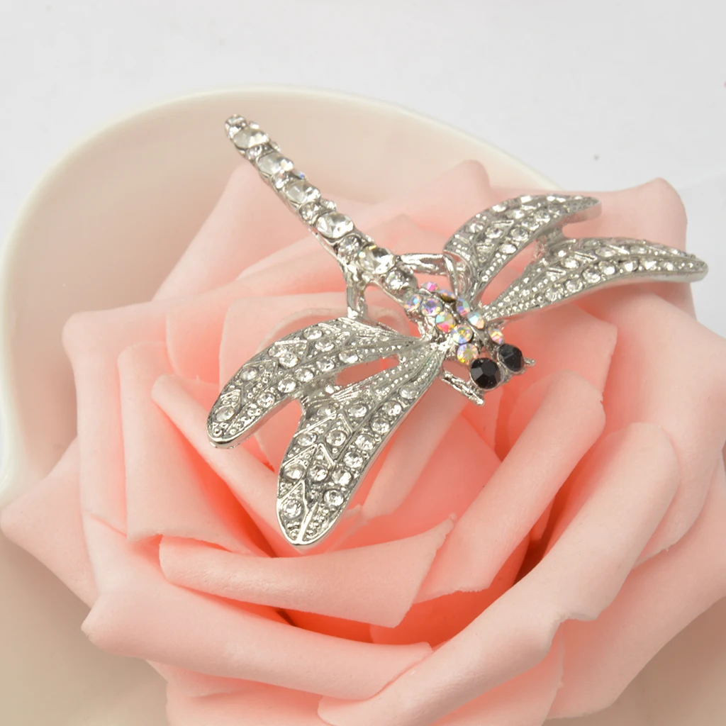 Crystal Vintage Dragonfly Brooches for Women Clip Bully Insect Brooch Pin Up Fashion Dress Coat Accessories Decoration Fiests