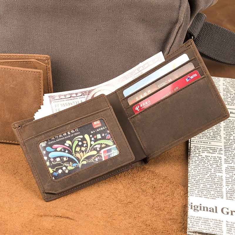 wallet Men Personalized Leather Short Slim Male Purses Money Clip Credit Card Bag Engraved Customize for Son groomsman gift