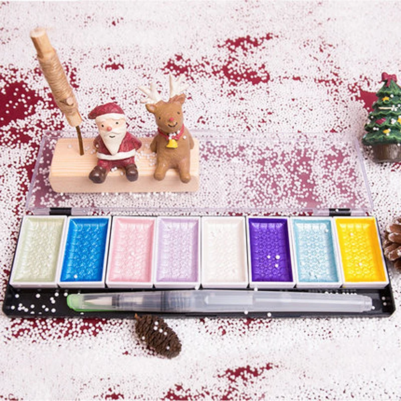 5/8Color Metallic Pearl Watercolor Pigment Set Gold Paint Waterbrush Artist Painting Drawing Watercolor Paper watercolor paint watercolor pigment